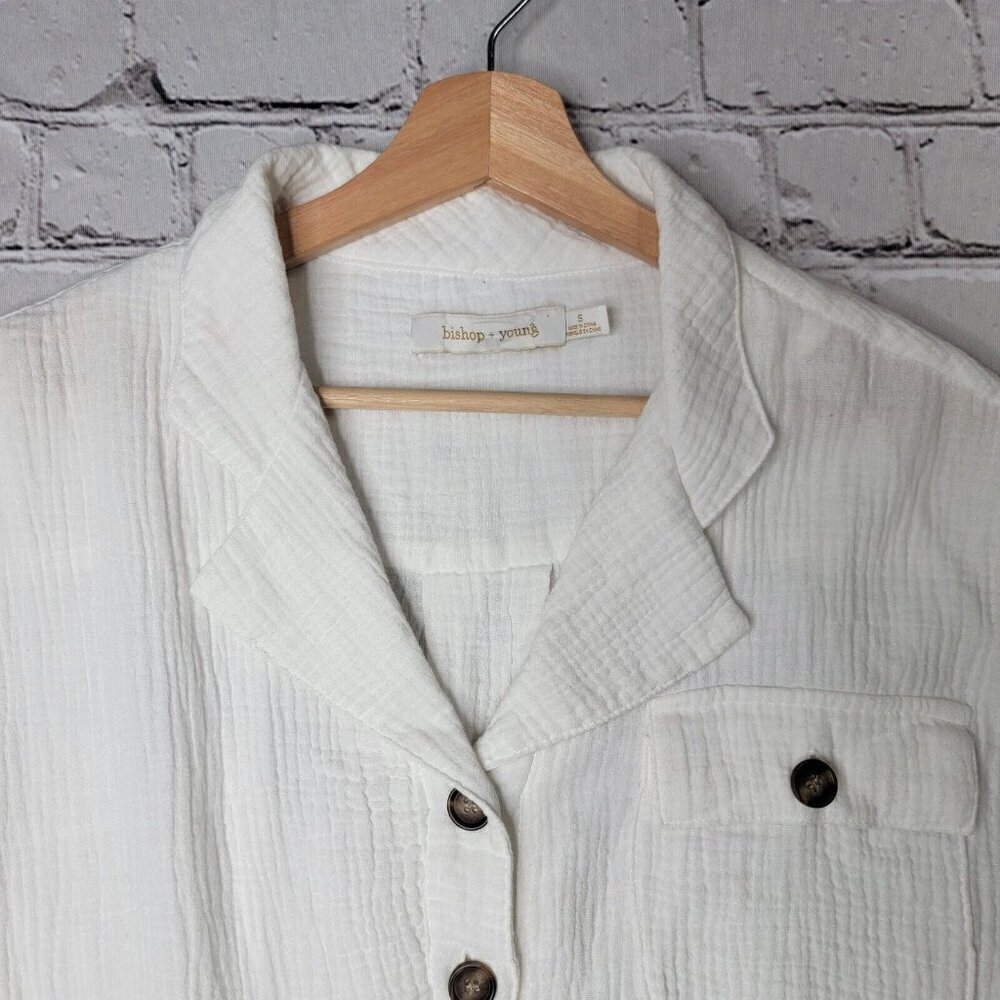 Bishop‎ Young White Gauze Short Sleeve Belted Romper Size S - Picture 4 of 10
